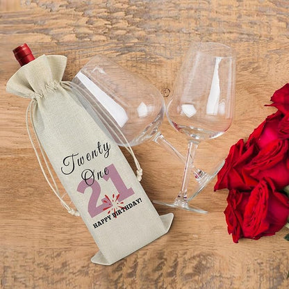 21st Birthday Gifts for Her Him Wine Bag Year Old Birthday Gifts Ideas Friendship Gift for Best Friend Drawstring Burlap Wine Wrap Bag Happy Birthday Gift for Daughter Sister Birthday Party Decors