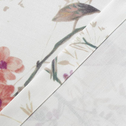 Leeva Modern Linen Textured Kitchen Tiers, 24 Inch Length Vivid Purple Bird Print Short Window Curtains for Bathroom, Rod Pocket Home Decor Drapes, 2 Panels Pair
