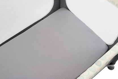 Muslin Pack n Play Sheets Soft Breathable 100% Cotton Mini Crib Fitted Sheets Portable/Convertible Playard Mattress Cover 2 Pack for Baby Boy and Girl, Grey and Green