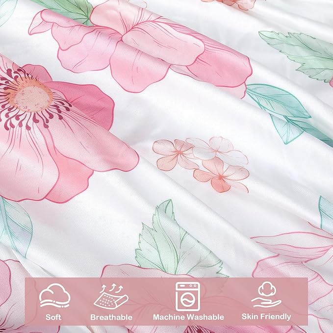 Baby Crib Sheets for Girls,2 Pack 28”x52”x8” Fitted Crib Sheets for Standard Crib and Toddler Mattress Soft Microfiber Baby Sheets for Crib (Floral White)