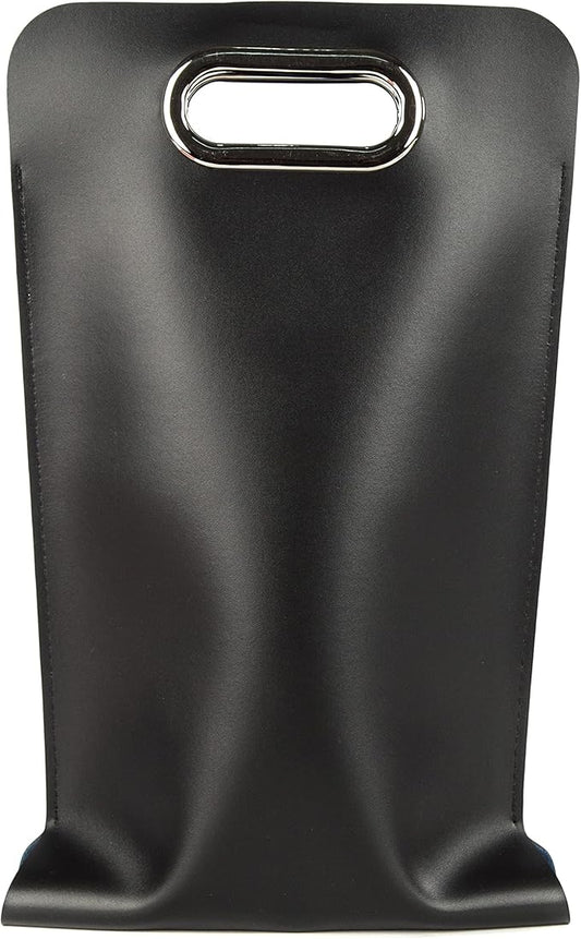 Leather Wine Bag with Handles Reusable Wine Carrier Bag Carrier Tote PU Leather Wine Gift Bag for Party Picnic Travel for Wine Lover Color Black 2 Bottle