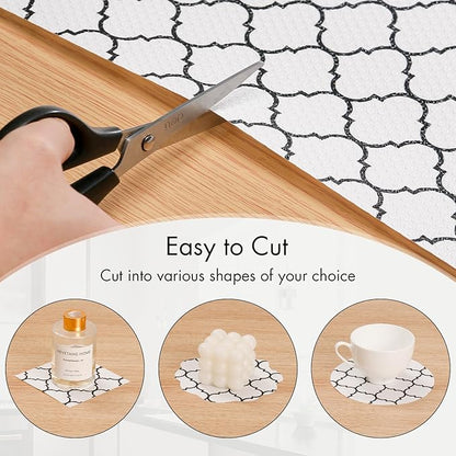 Cooyes Shelf Liner – Non-Slip Shelf Liners for Kitchen Cabinets – Waterproof Shelf Paper with Modern Pattern – Durable EVA Cabinet Liners
