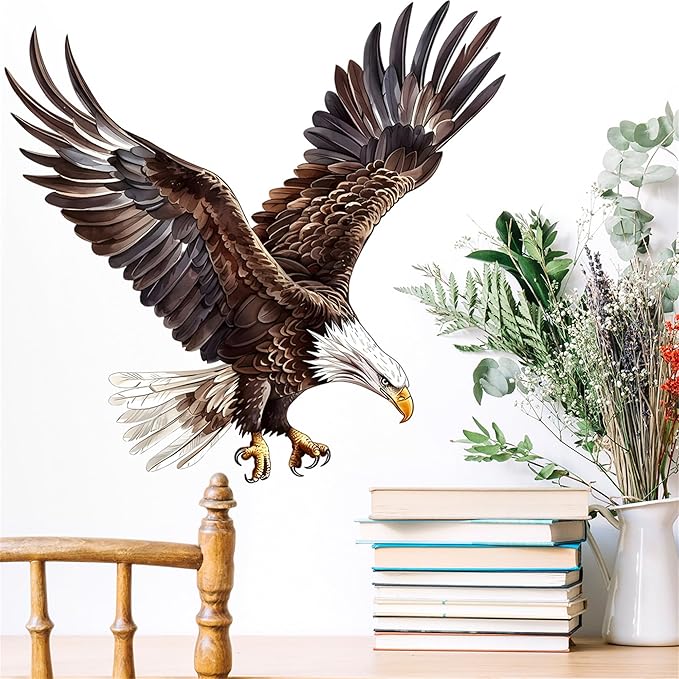 Watercolor Style Eagle Wall Decal Animals Wall Sticker Safari Wall Decor for Nursery Kid'sroom School Classroom Livingroom Bedroom Bathroom Decoration (Watercolor Style Eagle 3)