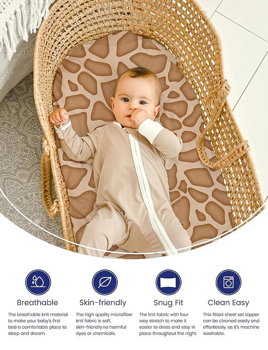 TotAha Cow & Giraffe Changing Pad Cover for Baby Girls Boys, Ultra Comfort Diaper Change Table Pad Covers, Buttery Soft Breathable Changing Pad Sheets, 2 Pack