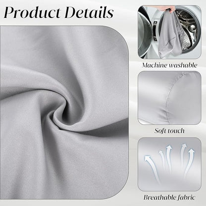 Prasacco 2 Packs Round Neck Pillow Covers, 16 x 5.9 Inch Neck Roll Pillow Case Bolster Pillow Cover with Hidden Zipper Silk Cylinder Pillow Covers Soft Bolster Pillowcases for Neck Roll Pillow