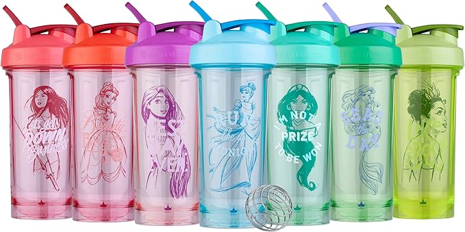 BlenderBottle Disney Princess Shaker Bottle Pro Series, Perfect for Protein Shakes and Pre Workout, 28-Ounce, Belle,Red