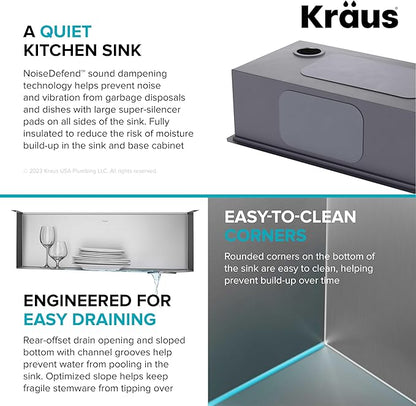 KRAUS KWU110-27 Kore Workstation 27-inch Undermount 16 Gauge Single Bowl Stainless Steel Kitchen Sink with Integrated Ledge and Accessories (Pack of 5)