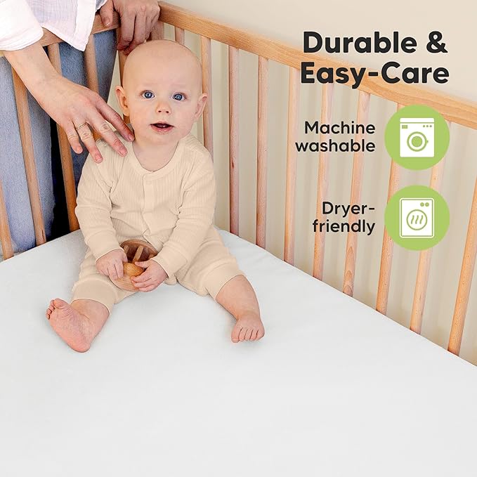 2-Pack Organic Crib Sheets for Boys, Girls - Jersey Fitted Crib Sheet, Baby Crib Sheets Neutral, Crib Mattress Sheet, Cotton Crib Sheets, Breathable Crib Sheet, Baby Mattress Sheets (Rose)