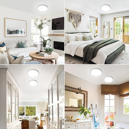 SunRider 4-Pack 9 Inch LED Flush Mount Ceiling Light, 2300LM, 5000K Daylight White, 20W Dimmable Modern Slim Round Flat Ceiling Lights for Hallway