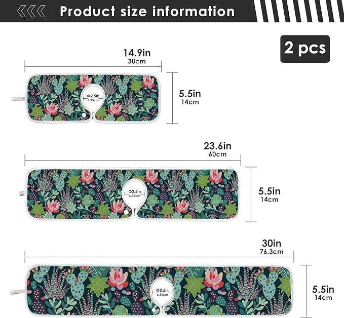 Kitchen Faucet Absorbent Mat,Succulent Plants Cactus Water Splash Guard for Sink, Faucet Drip Catcher Thicken Sponge Microfiber Faucet Water Catcher Mat Sink Absorbent Mat for Kitchen 30x5in 2Pack
