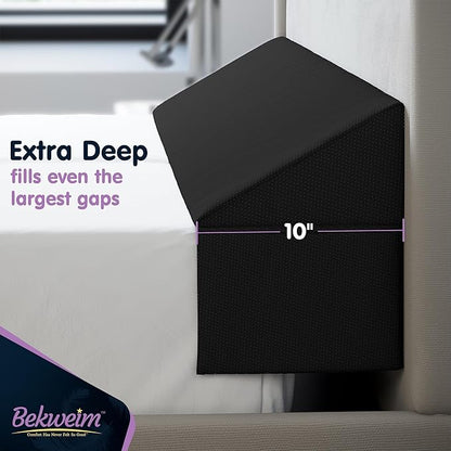 Wedge Pillow Headboard Bed Gap Filler California King - Headboard Pillow 72 X 10 X 6 - Long Pillow for Bed Wedge Gap Filler with Large Pocket for Bed Accessories - Mattress Gap Filler (Black)