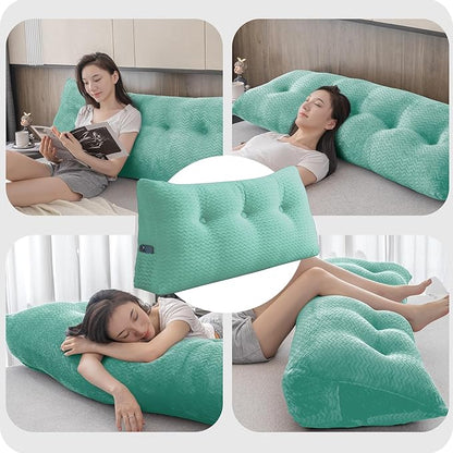 Large Bolster Triangular Headboard Wedge Backrest Positioning Support Bed Rest Reading Pillows Headboard Wedge Pillows for Day Bed Bunk Bed with Removable Cover