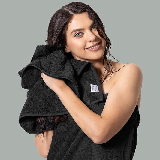 Chakir Turkish Linens | Hotel & Spa Quality 100% Cotton Premium Turkish Towels | Soft & Absorbent (6-Piece Hand Towels, Black)