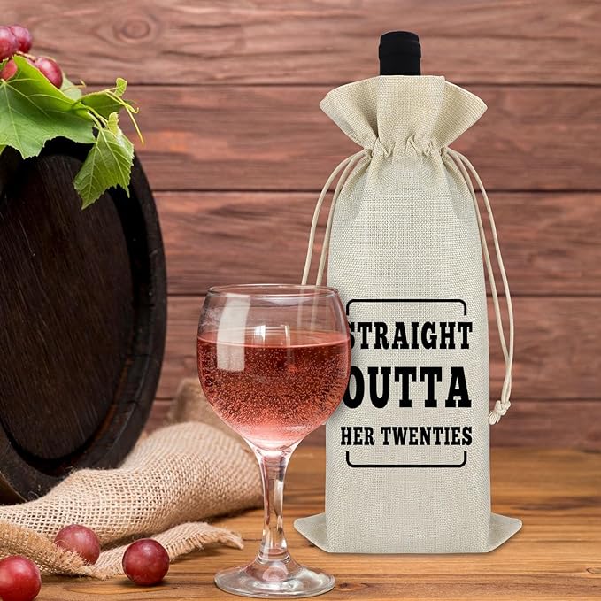 30 Years Old Happy Birthday Gift Wine Bag Funny 30th Birthday Gifts for Women Cotton Wine Wrap Bag Turning 30 Gifts Burlap Wine Bottle Bag 30th Anniversary Ideas Gift for Mom Wife Friend Sister