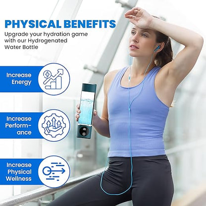 Hydrogen Water Bottle Generator- [+3000PPB] 4th Generation Hydrogen Generator Water Bottle with LED Display & Extended Battery Life- Compact, Portable (Turquoise)