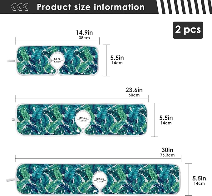 Kitchen Faucet Absorbent Mat,Turquoise Green Palm Leaves Water Splash Guard for Sink, Faucet Drip Catcher Thicken Sponge Microfiber Faucet Water Catcher Mat Sink Absorbent Mat for Kitchen 14x5in 2Pack