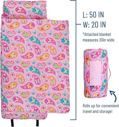 Wildkin Original Nap Mat with Reusable Pillow for Boys & Girls, Ideal for Sleepovers, Equipped with Hook & Loop Fastener, Made from Cotton Blend Materials - Nap Mat for Kids