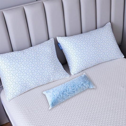 Pillows Standard Size Set of 2 - Standard Pillows Set of 2 - Adjustable Firm Pillow for Back Stomach and Side Sleeper - Shredded Memory Foam Cooling Pillow for Neck and Shoulder Pain