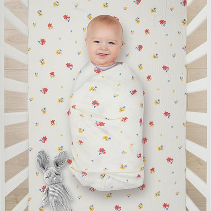 Extra Soft Muslin Fitted Crib Sheets 100% Cotton Baby Crib Sheets for Standard Crib Mattress | 28 X 52 Inches