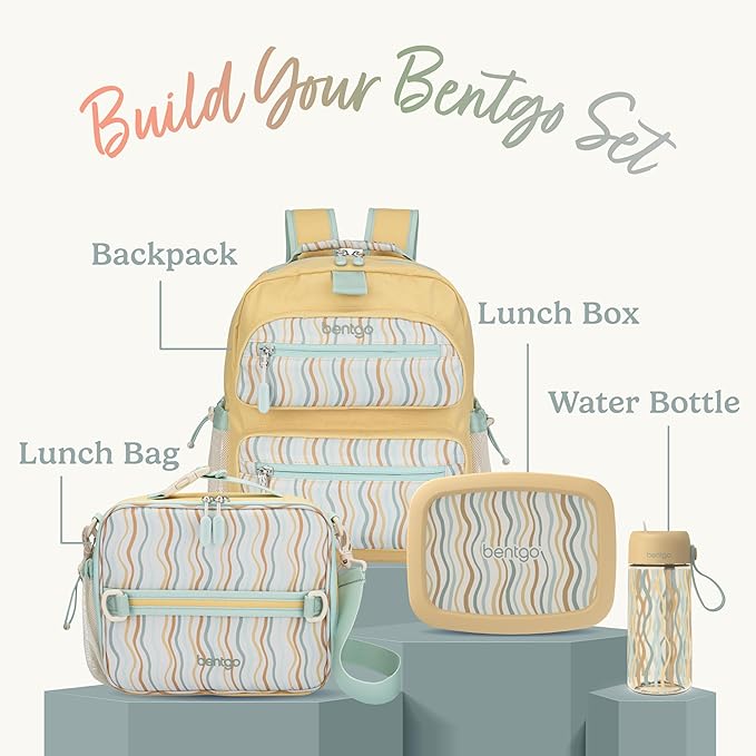 Bentgo Kids Water Bottle (Whimsy & Wonder Collection) - Leak-Proof Durable Tritan 15 oz. Cup for Kids/Toddlers 3+; Flip-Up Safe-Sip Straw for School, Sports, Daycare, Camp & More (Wavy)