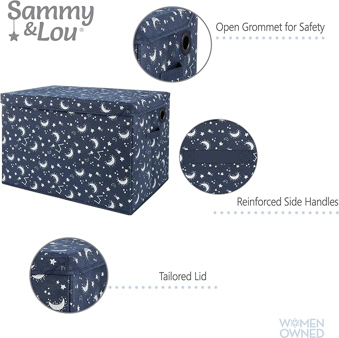 Sammy & Lou Collapsible Felt Soft Toy Box Toy Chest for Toddlers Toy Storage Organizer with Handles and Hinged Lid, 22 x 14.5 x 15 inches, Constellation