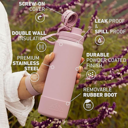 Hydrapeak 32oz Sport Insulated Water Bottle with Chug Lid, Leak & Spill Proof, Keeps Drinks Cold for 24 Hours, Hot for 12 Hours, Premium Stainless Steel Water Bottles (32oz, Alpine)