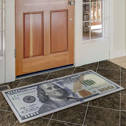Ottomanson Machine Washable $100 Bill Design Indoor 22x53 Modern Runner Rug for Hallway, Kitchen, Bedroom, 22" x 53", Green/Multicolor