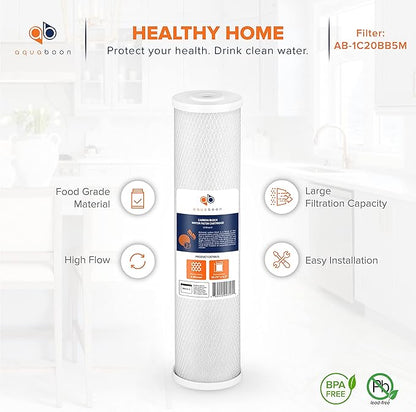 Aquaboon Whole House Water Filter Replacement Set - 5 Micron Water Filters 20 x 4.5 Inch: Sediment Filter, Granular Activated Carbon Water Filter, Carbon Block Water Filter for Water Filtration System