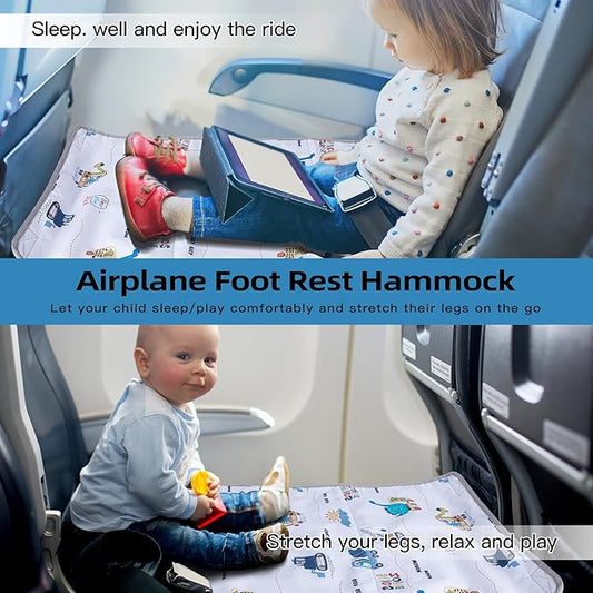 FUNSTAR Airplane seat Extender for Kids, Toddler Airplane Bed with Blanket, Baby Airplane Travel Essentials, Baby Portable Airplane Bed Footrest for Flight - Toddler Airplane Travel Essentials(White)