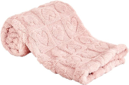 Fleece Baby Blanket Heart Checkered Blanket, Ultra Soft Cozy Baby Blankets for Girls Boys, Fluffy Infant Toddler Newborn Receiving Blankets for Crib Stroller 30”×40” (Light Pink)