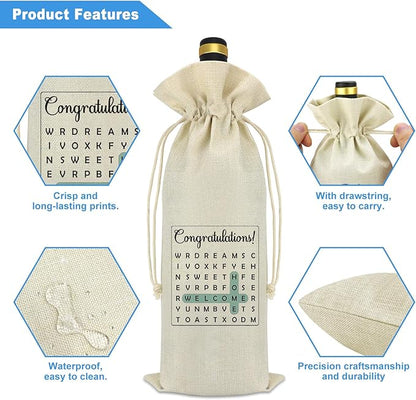 House Warming Gifts New Home Decorations Wine Bag Housewarming Gifts for New House New Home Owners Gift New Home Gifts for Home Welcome Home Gifts Congratulations New Home Gifts Burlap Wine Bottle Bag