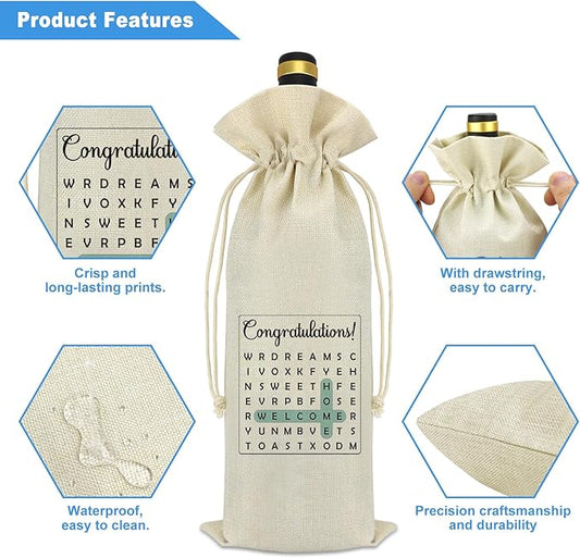 House Warming Gifts New Home Decorations Wine Bag Housewarming Gifts for New House New Home Owners Gift New Home Gifts for Home Welcome Home Gifts Congratulations New Home Gifts Burlap Wine Bottle Bag
