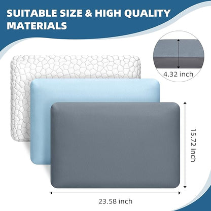 Memory Foam Cooling Pillow Standard Size Pillows Neck & Shoulder Support - for Back, Side, & Stomach Sleepers Grey