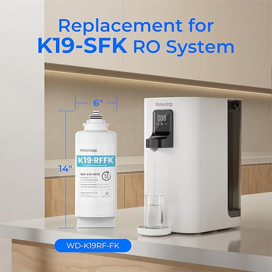 Waterdrop WD-K19RF-FK Filter, Replacement for WD-K19-SFK Countertop Reverse Osmosis System, 12-month Lifetime