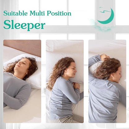 Three Geese White Goose Feather Bed Pillows Queen/Standard Size Set of 1- Soft 600 Thread Count 100% Cotton, Medium Firm,Soft Support Surround Fill Polyester,White Solid