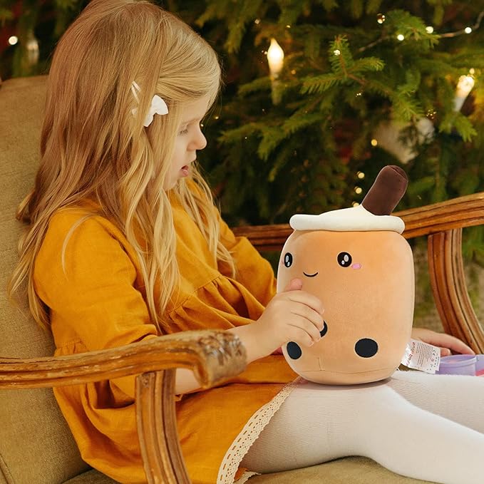 Niuniu Daddy Boba Plush 9.4in Mini Kawaii Plushies Bubble Tea Cute Squishy Pillow Soft Small Milk Tea Stuffed Animal for Kids/Girls/Boys