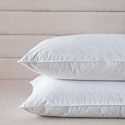 Luxury Goose Feathers Down Pillows King Size Set of 2, Hotel Quality Fluffy Bed Pillows, Soft Pillows for Sleeping, Organic Cotton Cover(20x36”, Pack of 2)
