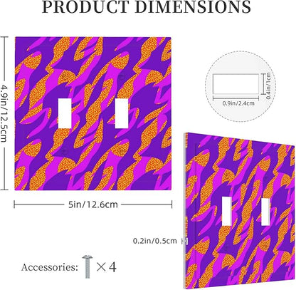 Neon Colors Colorful Double Toggle Light Switch Covers 2 Gang Wall Plate Dual Decorative Switchplate Electrical Faceplate for Bathroom Country Kitchen Bedroom Decor, 4.9" x 5"