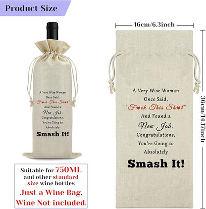 New Job Gifts for Coworker Wine Bag Coworker Leaving Gifts Congratulations Gifts New Job Promotion Gift for Women Men Wine Gift Bag Going Away Gift Farewell Party Decors Drawstring Wine Bottle Bag