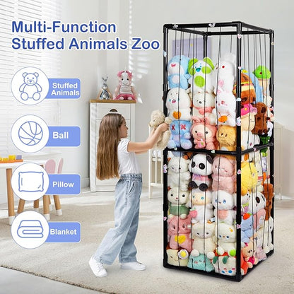 Beinou Stuffed Animals Zoo Storage Stuffed Animals Holder Extra Large Plushies Storage PVC Playroom Organizer Stuffed Animals Cage for Nursery Bedroom