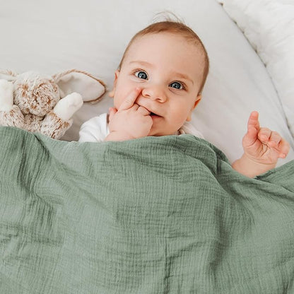 GLLQUEN BABY 2-Pack Muslin Swaddle Blankets for Unisex, Baby Swaddle Blanket for Boys and Girls, Soft Breathable Receiving Blankets Neutral, Newborn Essentials, Registry & Gift