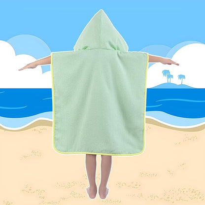 Hooded Towels for Kids,Toddler Bath Towel Swim Cover Up for Ages 3-10 Girls Boys Pool Towels Soft Thick 30"x30" Microfiber Poncho Towel（Green）
