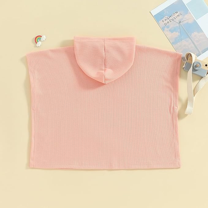 Toddler Beach Towel with Hood Kids Waffle Swim Cover Up Bath Towel Surf Poncho Boys Girls Hooded Beach Towel (A Pink, 2-3 Years)