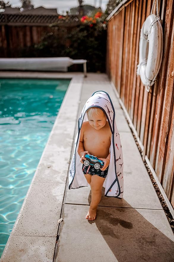 Little Unicorn Cotton Muslin & Terry Hooded Towel, Larger Size 1-6 Years