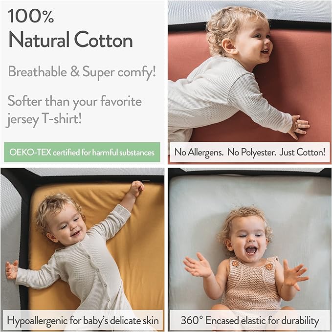 Bedside Sleeper Bassinet Sheets for 32 x 19 Inch Mattress Pad – Compatible with Ronbei, Pamobabe, Nordmiex Bassinet – 100% Jersey Cotton – Light + Dark Sage Green – 2 Pack