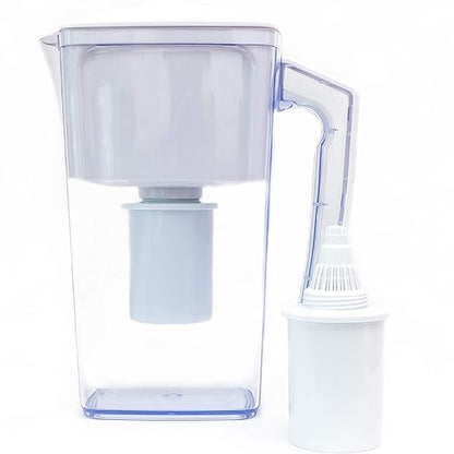 Alkaline Water Filter Pitcher - 2.5L Healthy Pure Water Ionizer, Two 60-Day Activated Carbon Filters, BPA Free, Healthy, Clean, Toxin - Updated 2024