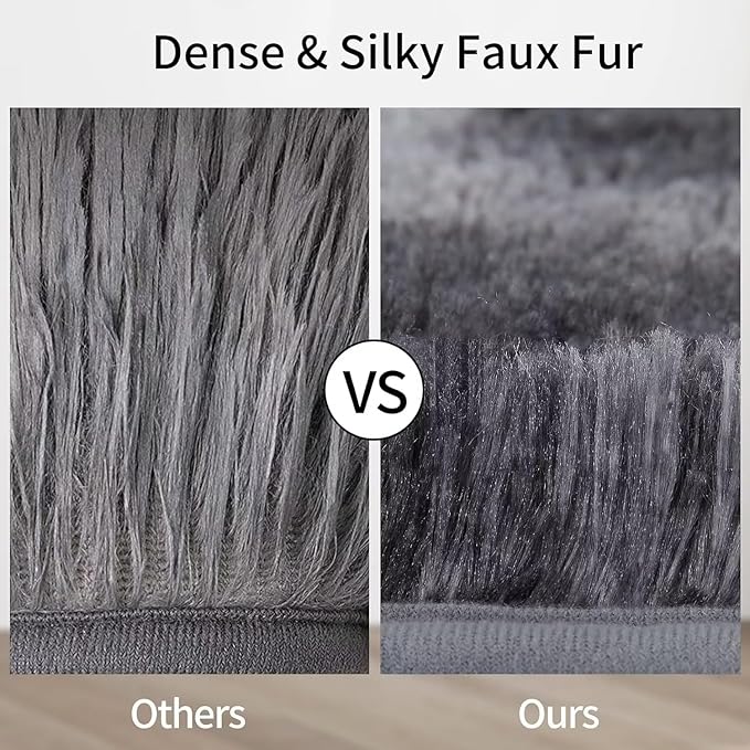 Fluffy Runner Rugs for Bedroom Living Room Soft Shag Rug 2x6 Feet Plush Shaggy Bedside Rug for Kids Girls Boys Room Non Slip Non Shedding Home Decor Mat for Nursery Dorm, Tie Dye Dark Grey