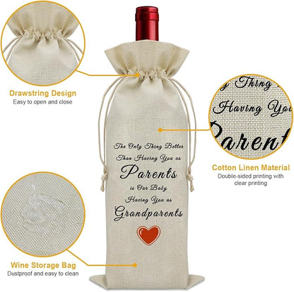 Promoted to Grandparents Gifts Wine Bag New Grandparents Gifts Pregnancy Gifts for New Grandparent Wine Bottle Decoration Bag New Grandma and Grandpa Gifts Wine Accessories Gifts for Wine Lovers