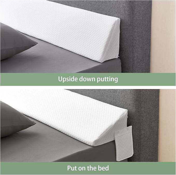 King Size Bed Wedge Pillow - for Headboard Gap/Headboard Pillow/Mattress Wedge /Bed Gap Filler (76"x10"x6") - Bloster Triangle Pillow for Sleeping To Fill Gap (0-8") Between Headboard and Mattress