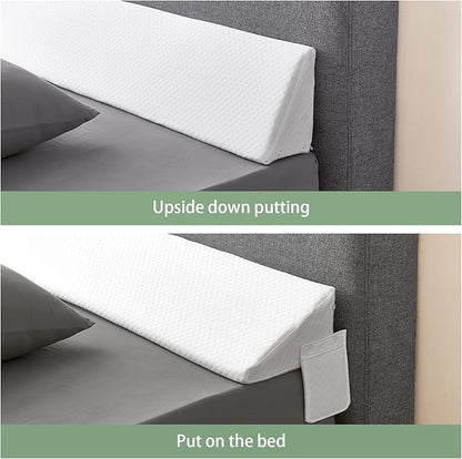 King Size Bed Wedge Pillow - for Headboard Gap/Headboard Pillow/Mattress Wedge /Bed Gap Filler (76"x10"x6") - Bloster Triangle Pillow for Sleeping To Fill Gap (0-8") Between Headboard and Mattress
